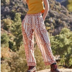 Free People Movement Visionary Printed Pants Oatmilk Combo Small Boho Wide Leg